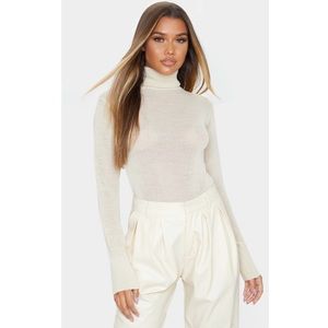 Stone Ribbed Knit Turtleneck Sweater